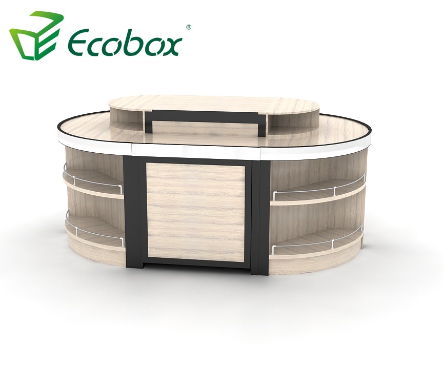 Ecobox GMG-002 Présentoirs de support d'étagère d'île d'armoires de supermarché en bois en acier