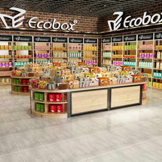 Ecobox MG-011 Étagère de supermarché en bois pour le marchandisage d'aliments en vrac 