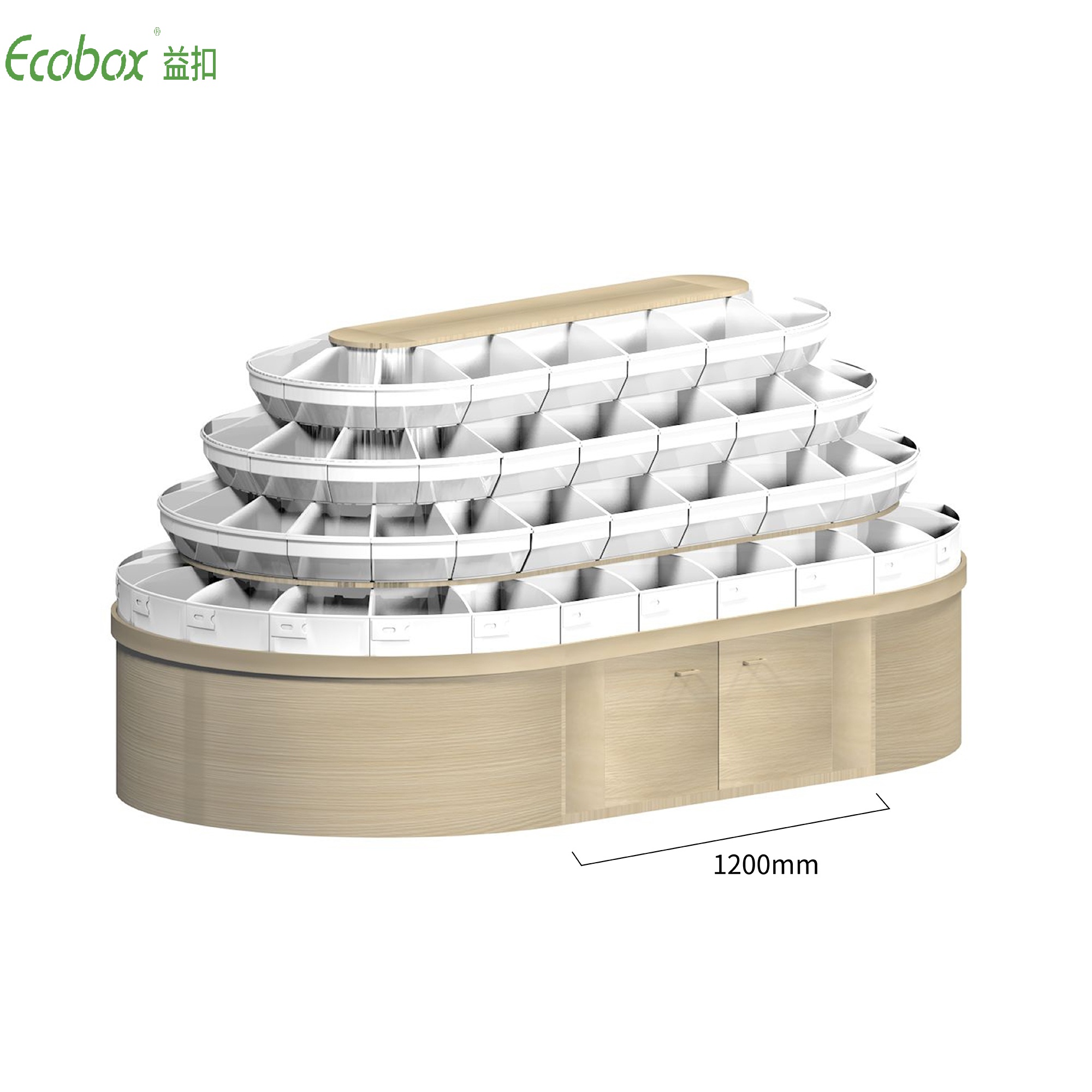 Étagère ronde de la série Ecobox G008 avec présentoirs d'aliments en vrac de supermarché pour bacs en vrac Ecobox