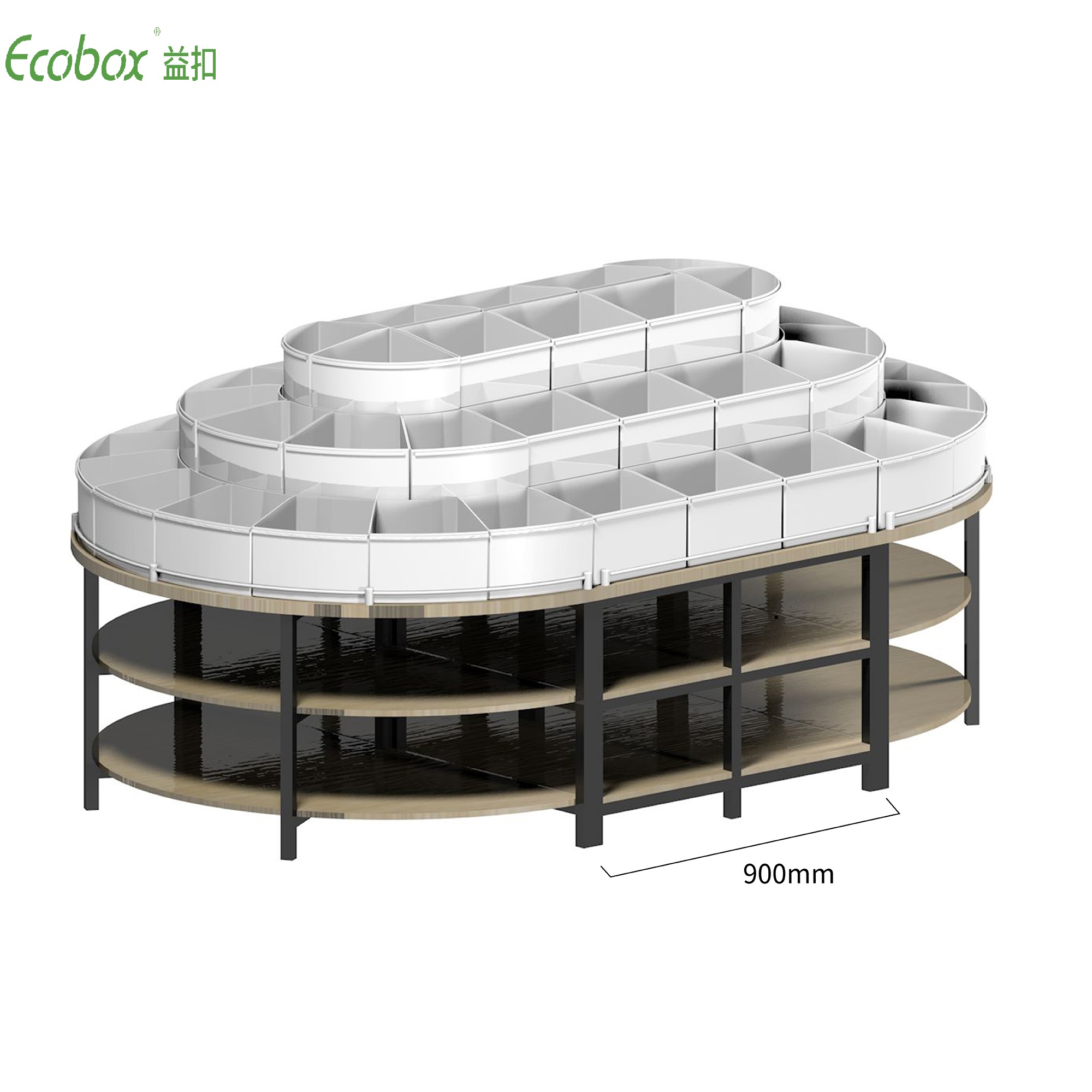 Étagère ronde de la série Ecobox G005 avec présentoirs d'aliments en vrac de supermarché pour bacs en vrac Ecobox