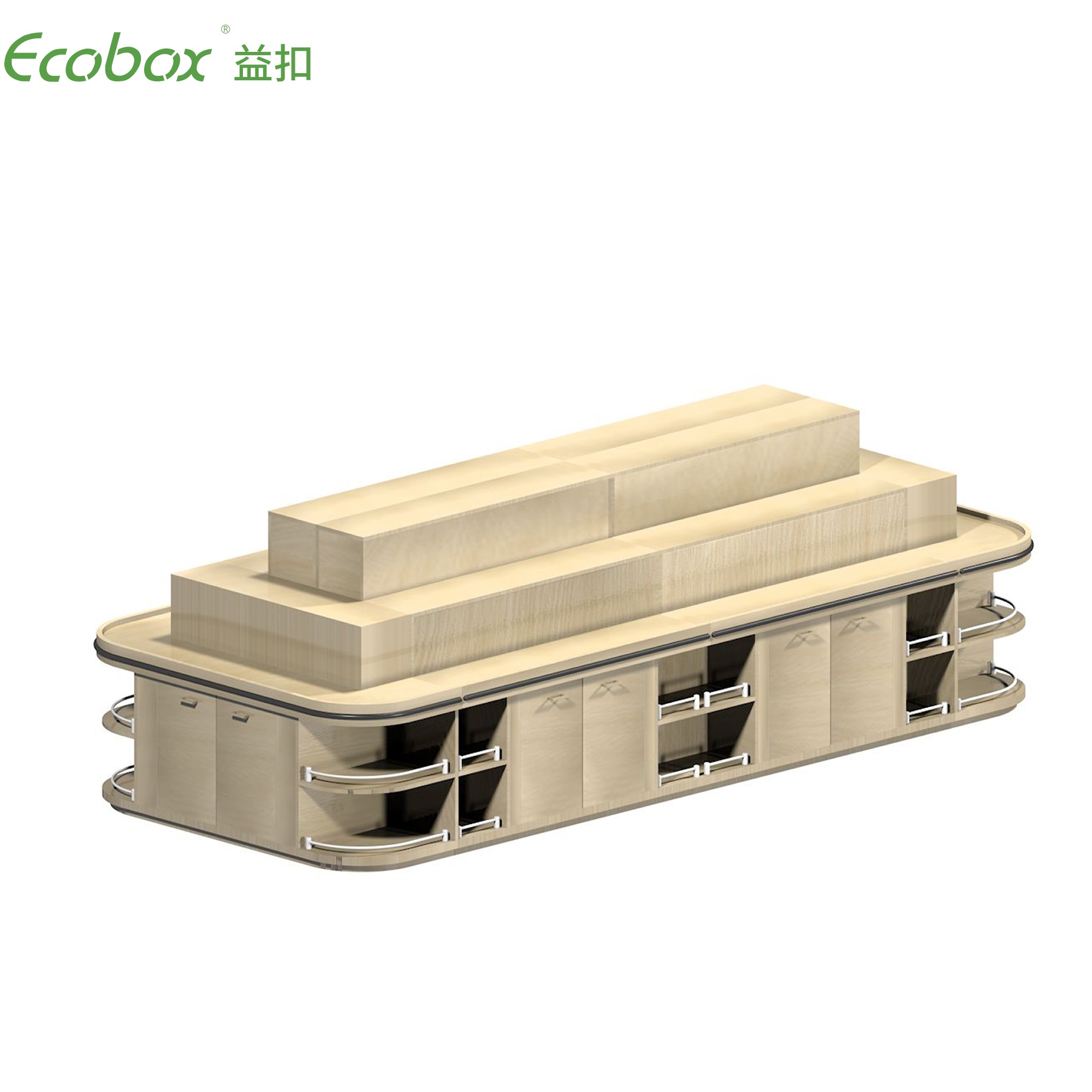 Présentoirs de supermarché Ecobox G009 avec bacs de supermarché Ecobox