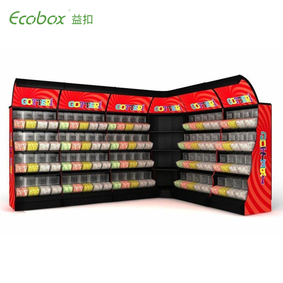 Ecobox TG-06102A présentoir à bonbons en métal avec bacs à cuillère couleur noire