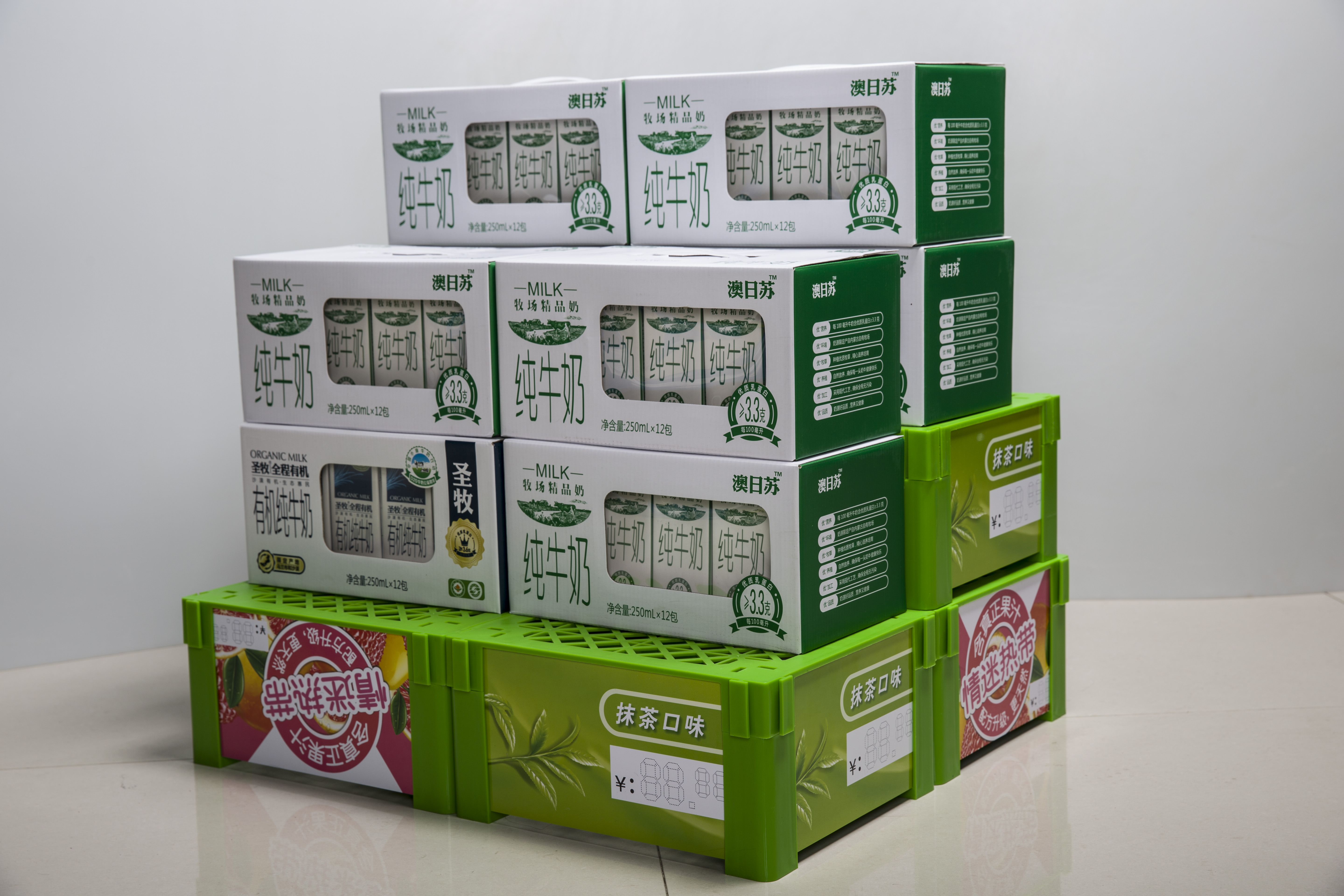 Ecobox XS-009 lait en plastique Standees Mass Display TG pour supermarché