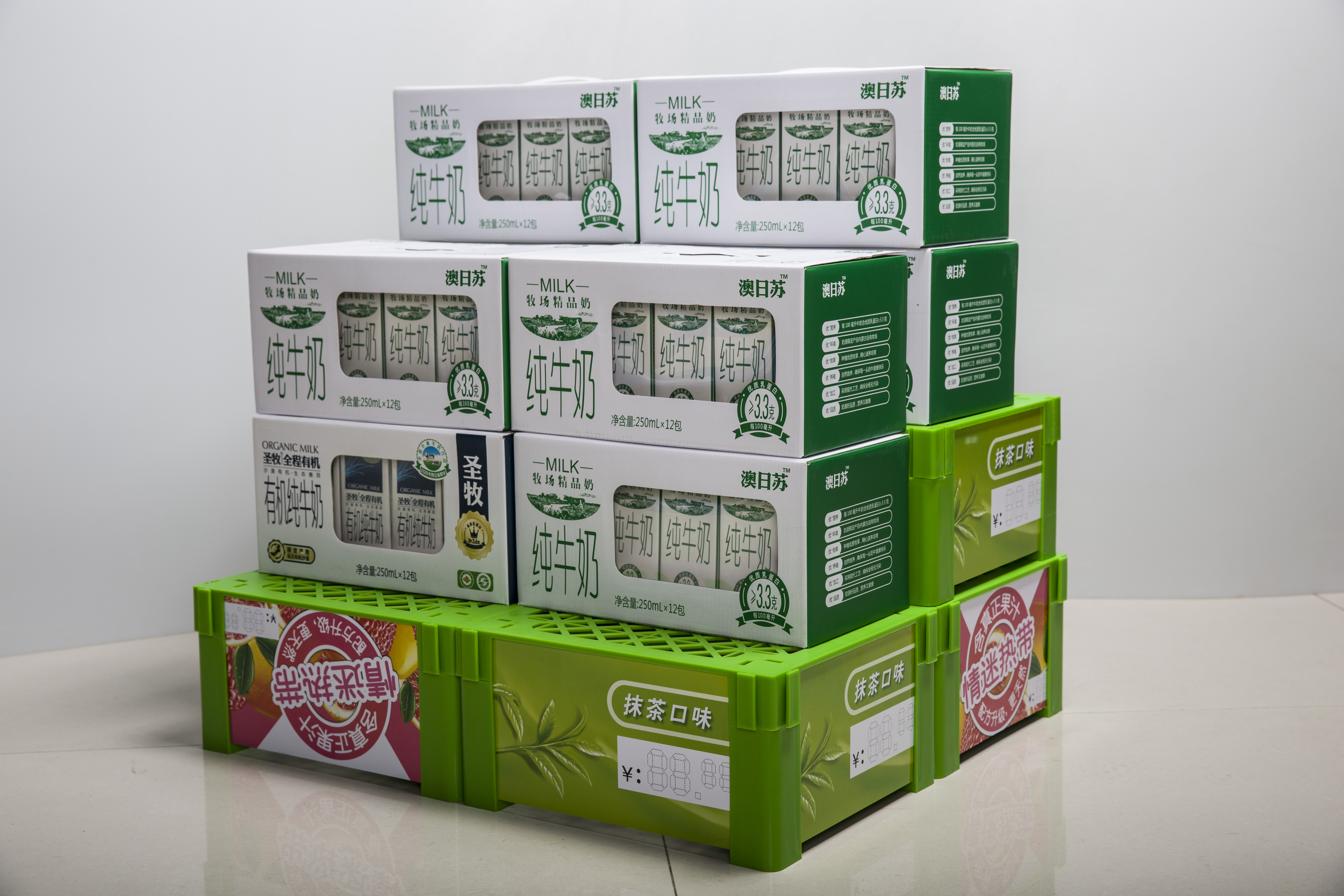 Ecobox XS-009 lait en plastique Standees Mass Display TG pour supermarché