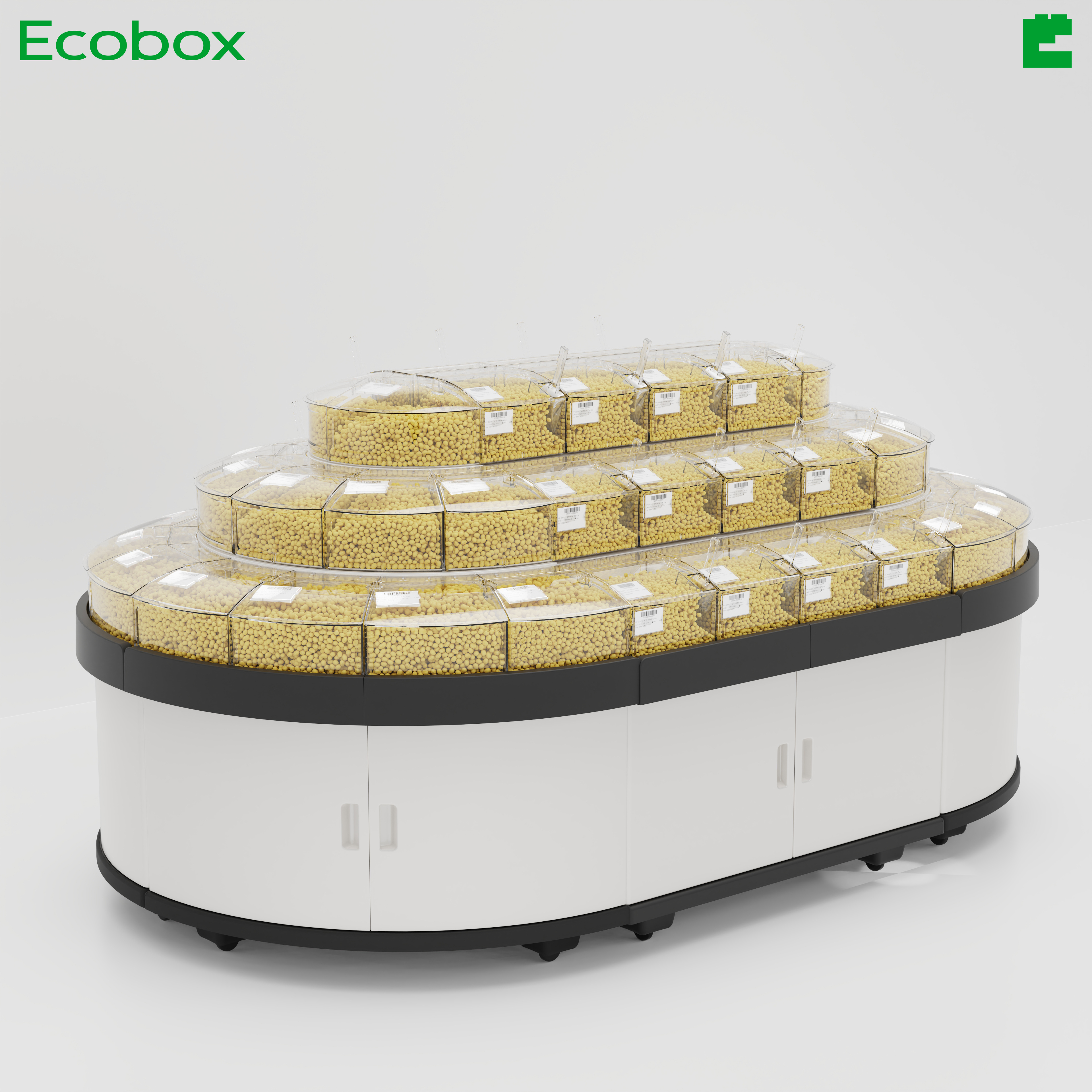 Nouveauté : Vitrine d'aliments en vrac Ecobox - Solution de montage de vente au détail tout-en-un
